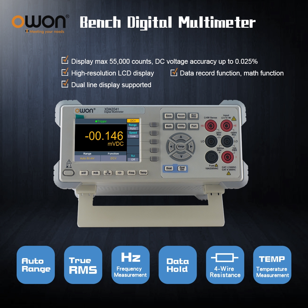 OWON XDM2041 Bench Digital Multimeter 55000 นับฟังก์ชั่นการวัดหลายตัว