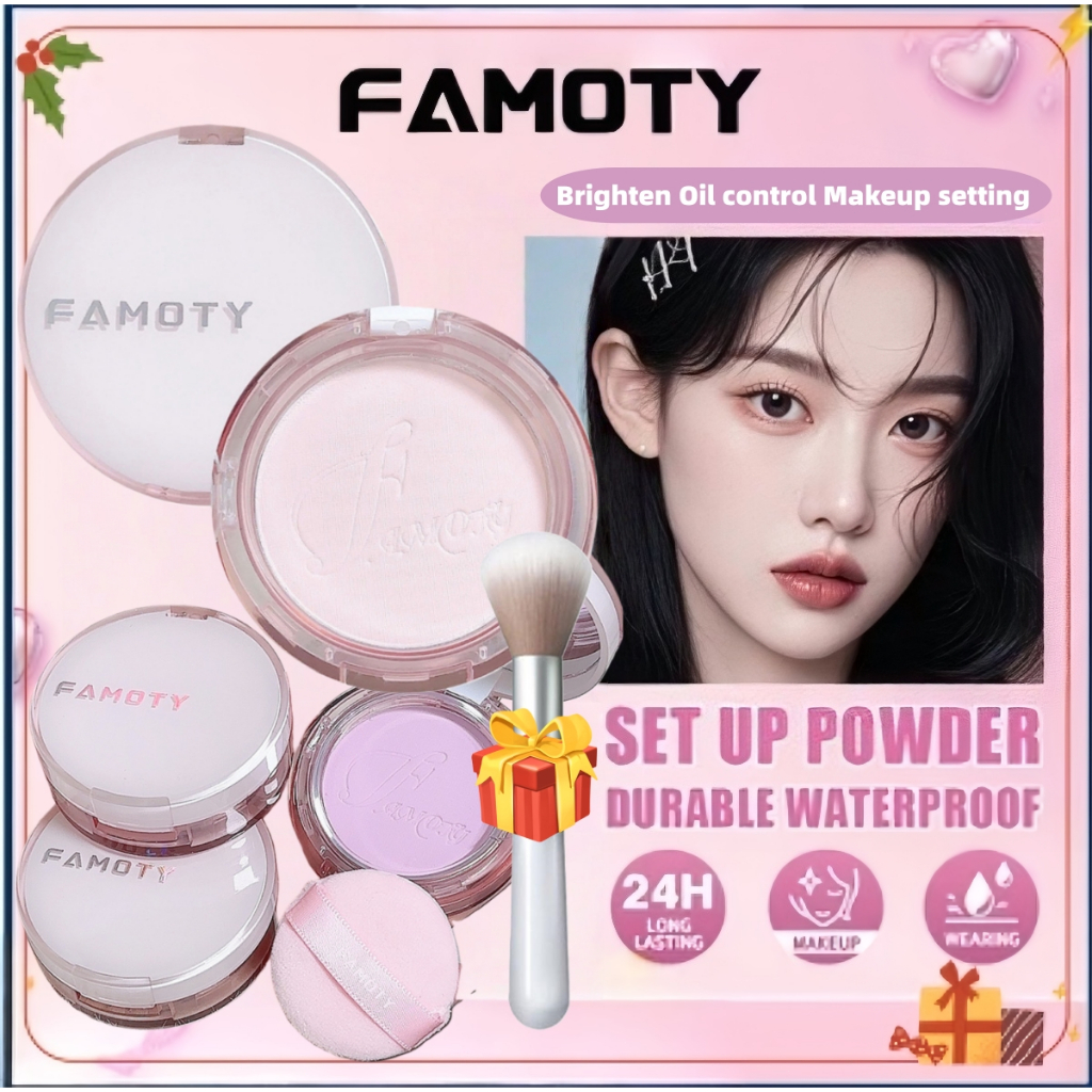 ฟรี ของขวัญFAMOTY Soft Focus Setting Powder คอนซีลเลอร์ธรรมชาติ Long-lasting Matte Makeup Setting Loose Powder