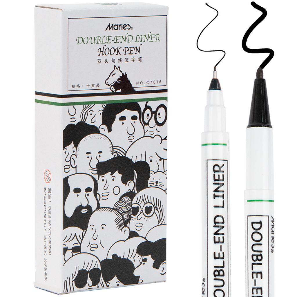 Marie’s ปากกาเมจิก มาร์คเกอร์หัวคู่ ชุด 10 ด้าม – แห้งไว กันน้ำ ไม่เลอะมือ เหมาะสำหรับเรียน ทำงาน และวาดเขียน