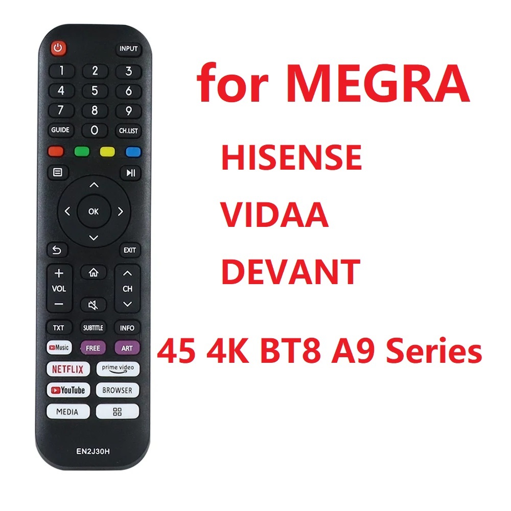 สําหรับรีโมทคอนโทรล MEGRA HDR เข้ากันได้กับ HISENSE VIDAA DEVANT Smart 45 4K BT8 A9 Series 4K UHD รี