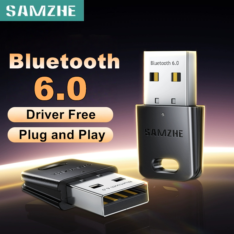 SAMZHE Dongle USB Bluetooth 6.0 อะแดปเตอร์สําหรับพีซีบลูทูธตัวรับสัญญาณและเครื่องส่งสัญญาณสําหรับบลูทูธคีย์บอร์ด/เมาส์/ลําโพง