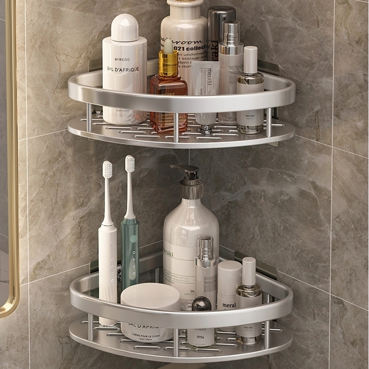 YUN JIE YA ชั้นเก็บของสามเหลี่ยมในห้องน้ําแบบไม่เจาะรูติดผนังห้องส้วมและราวแขวนห้องน้ํา