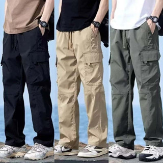 กางเกงลำลองผู้ชายทรงหลวมสีพื้น ทรงตรง ดีไซน์เรียบง่ายและทันส…