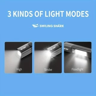 Smiling SHARK ไฟฉายขนาดเล็กสว่างเป็นพิเศษแบบชาร์จไฟได้แคมป์ปิ้งไฟฉาย LED กันน้ําพร้อมตะขอ thumbnail 7