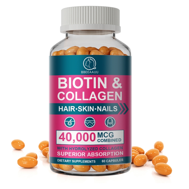 【BBEEAAUU】 Collagen Biotin-40000mcg  วิตามินผิว ไบโอติน คอลลาเจน แคปซูลคอลลาเจนไบโอติน บํารุงเส้นผมแ