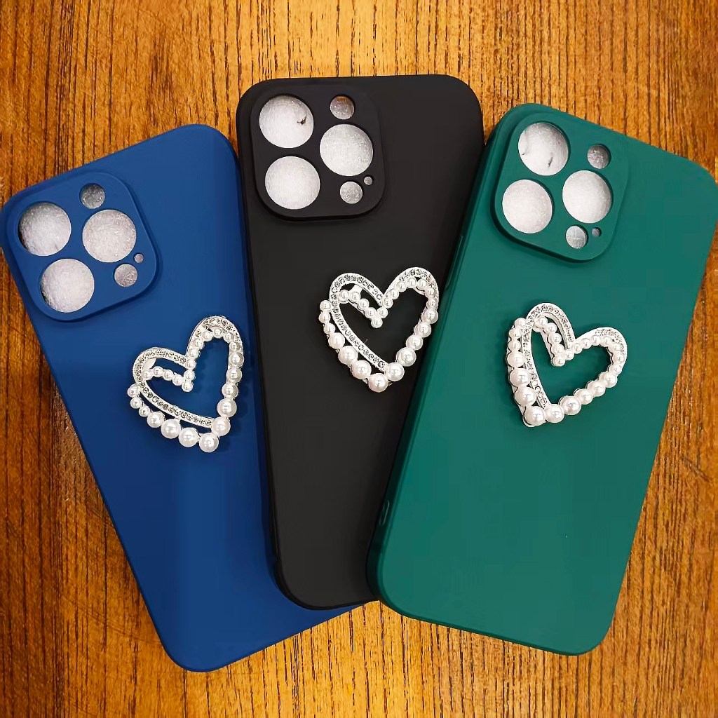 นุ่มสําหรับ Huawei Nova Y73 Y72 Y72S Y91 Y61 Y90 Y71 Y70 Plus Camlet Rhinestone Pearl Heart-Shaped เ