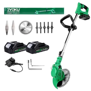 RYOKU เครื่องตัดหญ้าไร้สาย 20V แบตเตอรี่ลิเธียมแบบชาร์จไฟได้