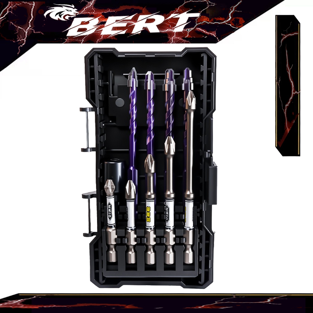 BERT ｜ชุดดอกสว่านคาร์ไบด์ ชุดไขควงบิตแม่เหล็ก ชุดดอกสว่านกระแทก พร้อมกล่องเก็บของ