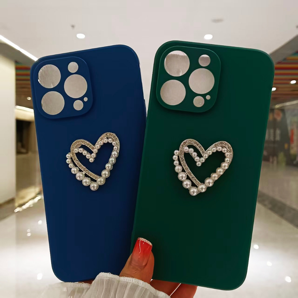 สําหรับ Huawei Nova Y73 Y72 Y72S Y91 Y61 Y90 Y71 Y70 Plus Camlet Rhinestone Pearl Heart-Shaped Soft 