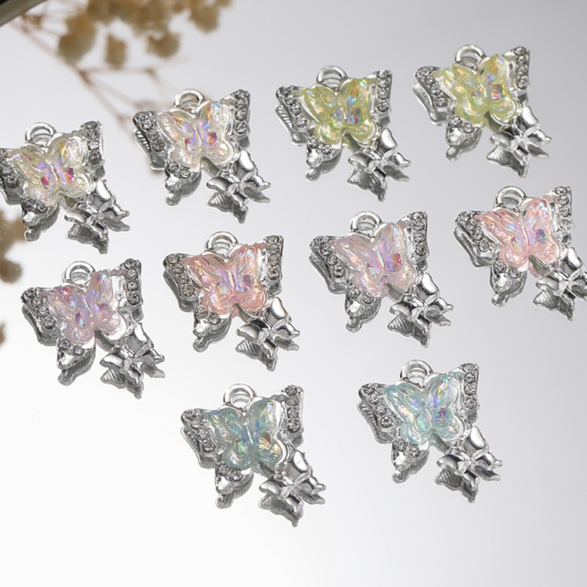 St. Kunkka 10 ชิ้น จี้ผีเสื้อ ผีเสื้อจี้เครื่องประดับ สําหรับ DIY สร้อยคอมือถือ และต่างหู