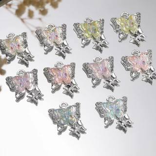 St. Kunkka 10 ชิ้น จี้ผีเสื้อ ผีเสื้อจี้เครื่องประดับ สําหรับ DIY สร้อยคอมือถือ และต่างหู