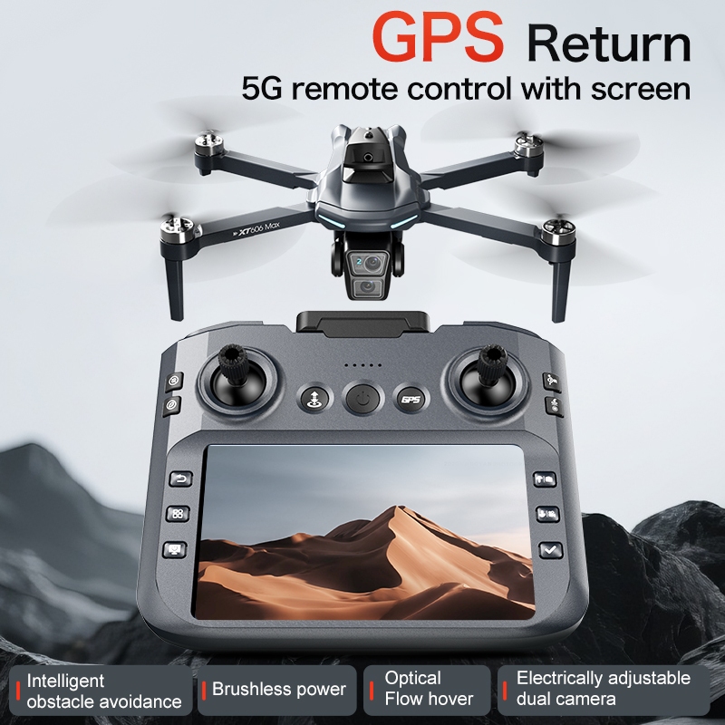 XT606 GPS ไร้แปรงถ่านพร้อมโดรนหน้าจอความละเอียดสูง 4K การถ่ายภาพทางอากาศ GPS โดรนมอเตอร์ไร้แปรงถ่าน