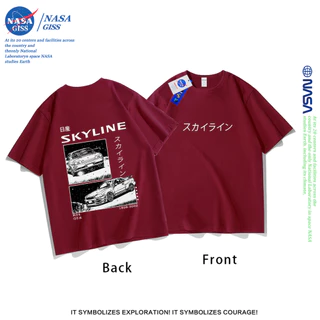 NASA เสื้อยืดชายหญิงแขนสั้น สตรีทฮิปฮอป summer ขอบฟ้า GTR พิมพ์ลาย คอตตอน คอกลม หลวมและระบายอากาศ
