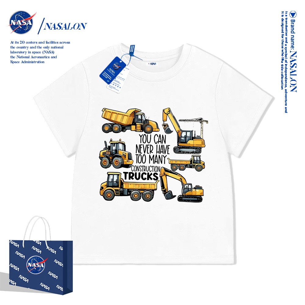 NASA เสื้อยืดเด็ก ลายการ์ตูนรถยนต์ cotton 100% เสื้อยืดเด็กผู้ชาย ใส่สบาย ระบายอากาศดี คุณภาพดี แฟชั่นสําหรับเด็ก