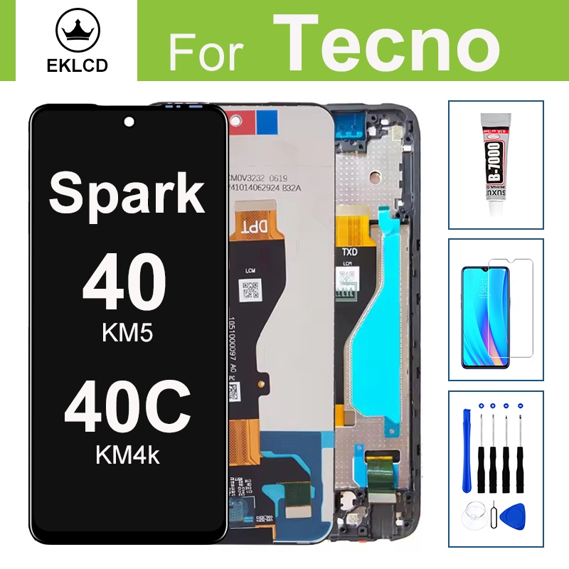 ทดสอบ 100% สําหรับ Tecno Spark 40 40C KM5 KM4k LCD พร้อมหน้าจอสัมผัส Digitizer Assembly Replacement