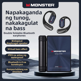 Monster AC530 Wireless Bluetooth Earbuds – Open Ear Design, Clear Sound, 30H Battery, IPX5 Waterproof, COD Available