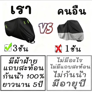 5ชั้น ผ้าคลุมรถมอเตอร์ไซค์ ผ้าคลุมรถ รถมอเตอร์ไซค์ทุกรุ่น S/L/XL/3XL/4XL สีดำ สีเงิน สีส้ม กันฝนและกันแดดได้ 100% หนาดี ทนทาน shopee หนา ผ้าคลุมรถ ฝาครอบรถจักรยานยนต์ เหมาะกับ