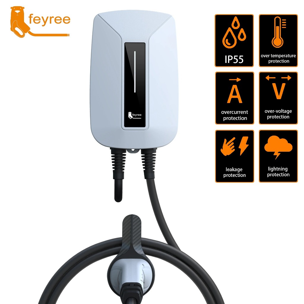 Feyree EV Charger สถานีชาร์จรถยนต์ไฟฟ้า EV ชาร์จ Wallbox Plug และใช้ประเภท 2 32A 7KW