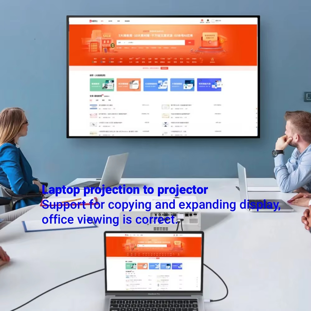 4K 60Hz Type C ถึง HDMI สายวิดีโอที่รองรับ 100W PD Fast Charging Adapter Type C ถึง HD 1.8 M สําหรับ Home Office แล็ปท็อป - รูปที่ 2
