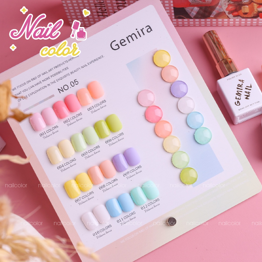 สต็อกพร้อม ชุดแต่งเล็บสีมาการอง 12 สี ลูกกวาด สินค้าน่ารัก (ฟรีกระดานระบายสี)