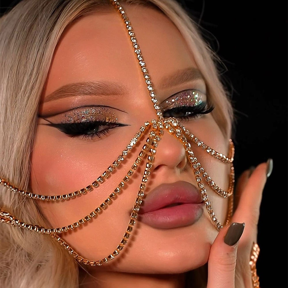 การค้าต่างประเทศแฟชั่น Multi-Layer Rhinestone Face Chain ยุโรปอเมริกันที่ไม่ซ้ํากัน Creative CHAIN H
