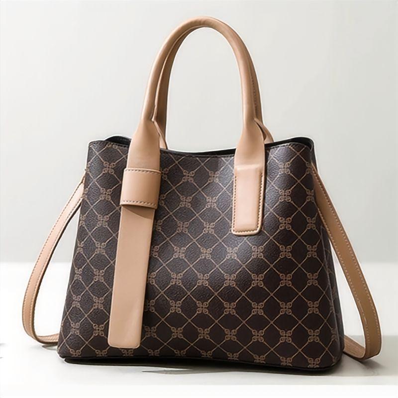กระเป๋าถือผู้หญิง ดีไซน์หรู หนังอย่างดี กระเป๋าแฟชั่น กากี Fashion bags ความจุเยอะ ใส่แท็บเล็ตได้ Size:31x13x24 cm