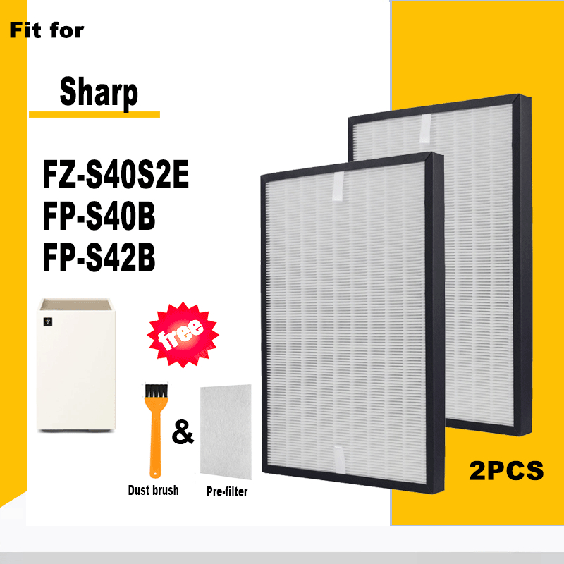 เปลี่ยนไส้กรองถ่านกัมมันต์ Hepa True สําหรับเครื่องฟอกอากาศ Sharp FP-S40B, FP-S42B, FP-S40B-T, FP-S4