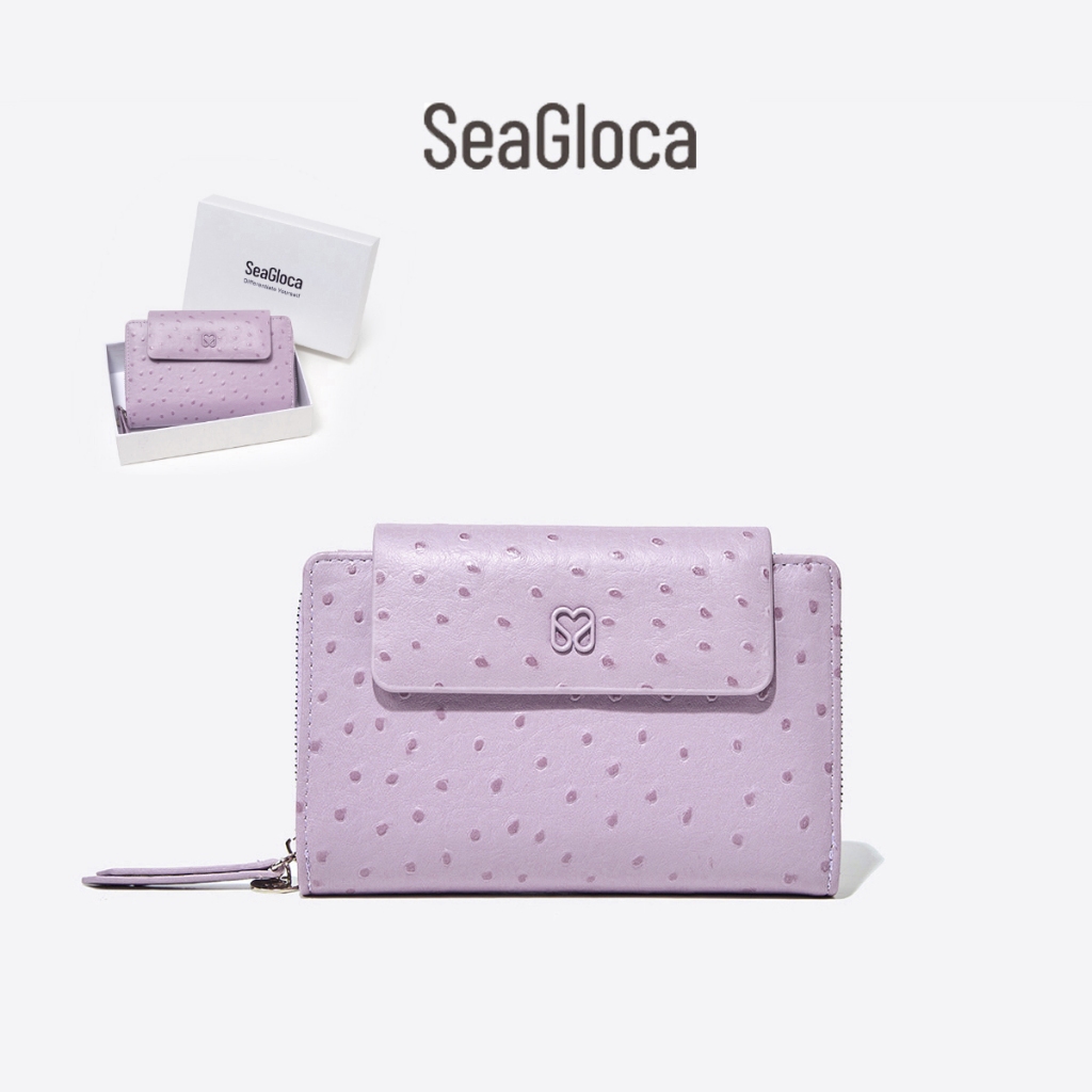 SeaGloca Textured Lilac Zip Wallet ทรงหลายฟังก์ชัน มีช่องใส่เหรียญ พิเศษสำหรับผู้หญิง 38