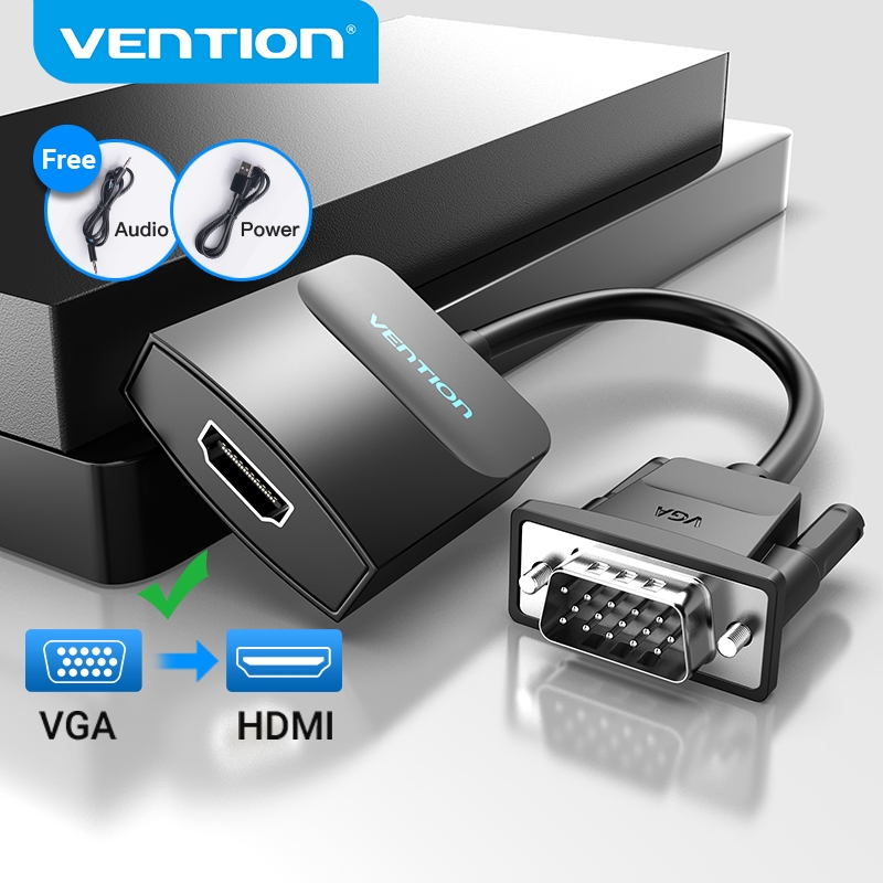 [ขายดี] Vention อแดปเตอร์ VGA to HDMI 1080P แก้ปัญหาจอเก่าเชื่อมต่อไม่ติด ใช้งานง่ายทันที