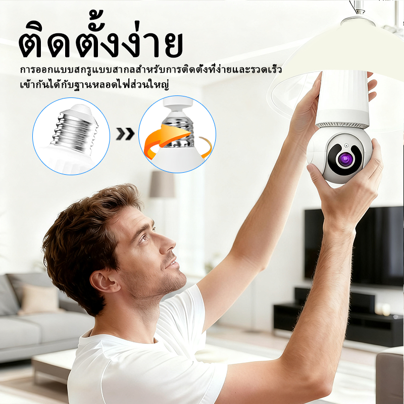 พร้อมส่ง V380 PRO กล้องวงจรปิด HD 1080P กล้องไร้สาย กล้องหลอดไฟ กล้องวงจรปิดสไตล์โคมไฟ กล้องวงจรปิดระยะไกล หมุนได้ 360 องศา - รูปที่ 4