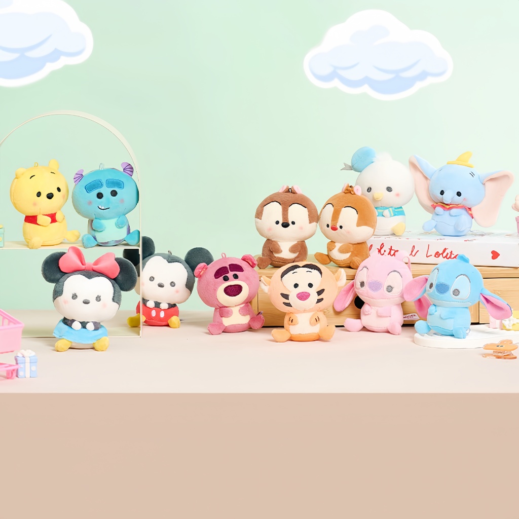 Disney Round Series ของเล่นตุ๊กตาจี้ตุ๊กตายัดไส้น่ารัก Plushie ตุ๊กตาของขวัญวันเกิด