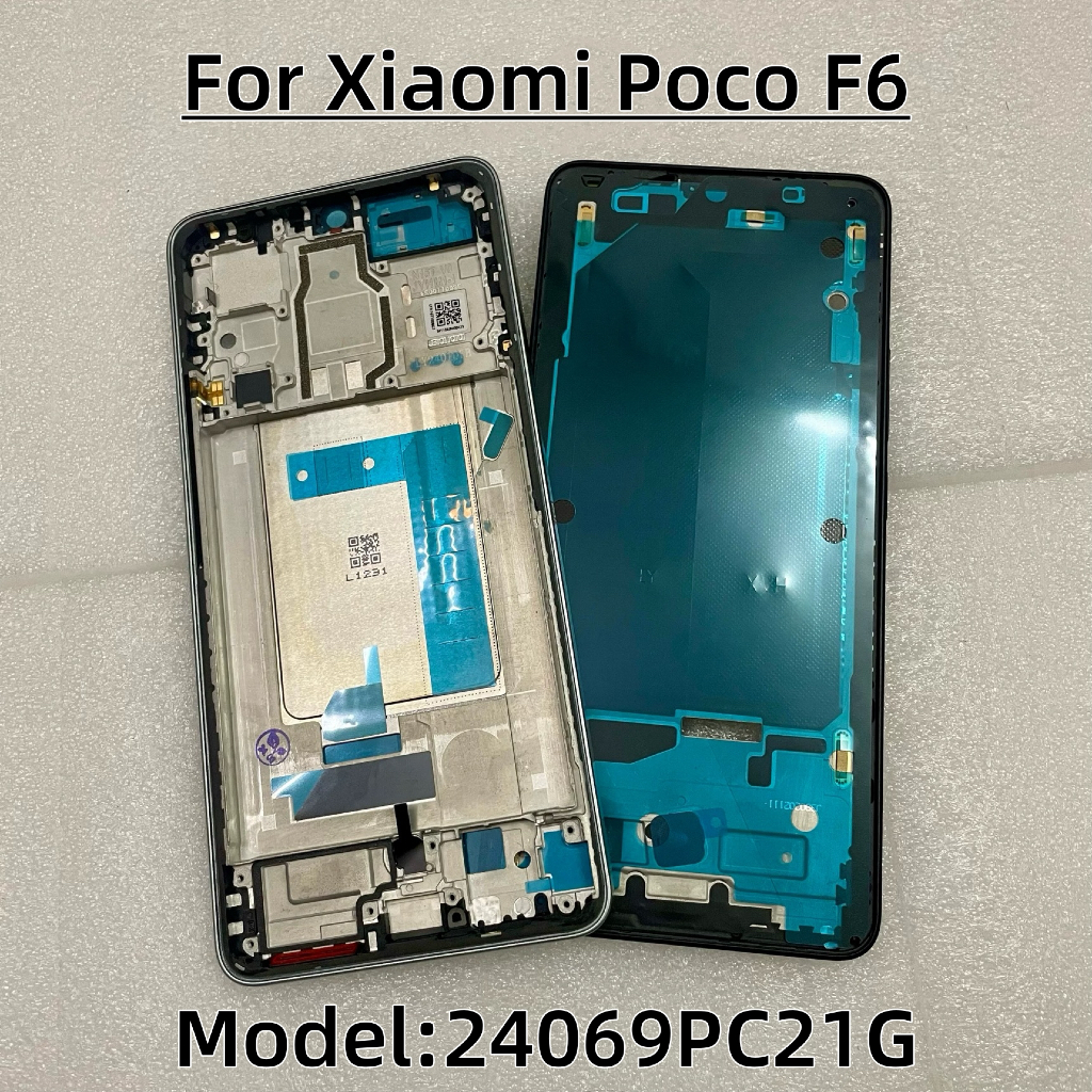 สําหรับ Xiaomi Poco F6 LCD ด้านหน้ากรอบกลาง Faceplate แชสซี + ปุ่มสมาร์ทโฟนอะไหล่ซ่อม