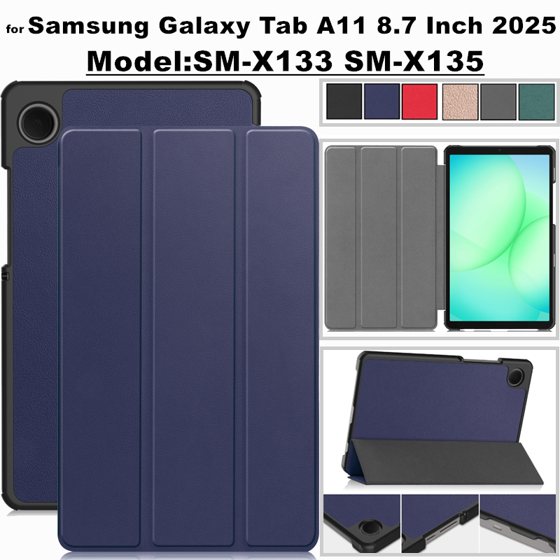 for Samsung Galaxy Tab A11 8.7 Inch 2025 SM-X133 SM-X135 PU Leather Stand Magnetic Flip Stand Cover Protective Cover Case