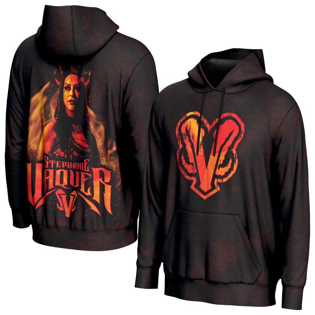 Wwe Mens ProSphere สีดํา Stephanie Vaquer Dark Angel Pullover Hoodie