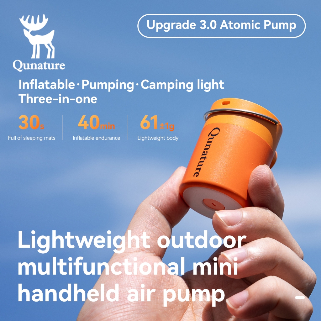 Qunature ปั๊มลมไฟฟ้า 5.0kPa เติมลม/ปล่อยลมเร็ว สำหรับตั้งแคมป์ น้ำหนักเบาพิเศษ พกพาสะดวก แม่เหล็ก 3-in-1