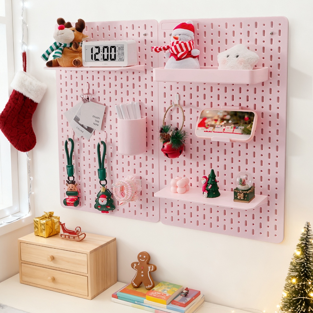 Pegboard  DIY ตั้งโต๊ะ แผ่นวางของติดผนัง  อเนกประสงค์ สีเหลือง