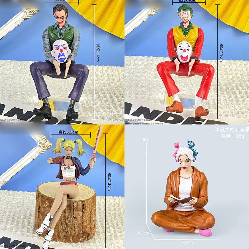 12cm ทีมฆ่าตัวตาย Gotham Joker Dc Dark Knight Heath Ledger ตัวเลขการกระทํานั่งสีเขียวชุดมือถือ Joker หน้ากากรถตุ๊กตาของเล่นของขวัญ
