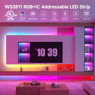 BTF-LIGHTING WS2811 30/45/60LEDs/m RGB IC แถบไฟ LED 1 IC ควบคุม 3 LEDs แถบไฟพิกเซลที่แอดเดรสได้ DC12V การรับรอง UL