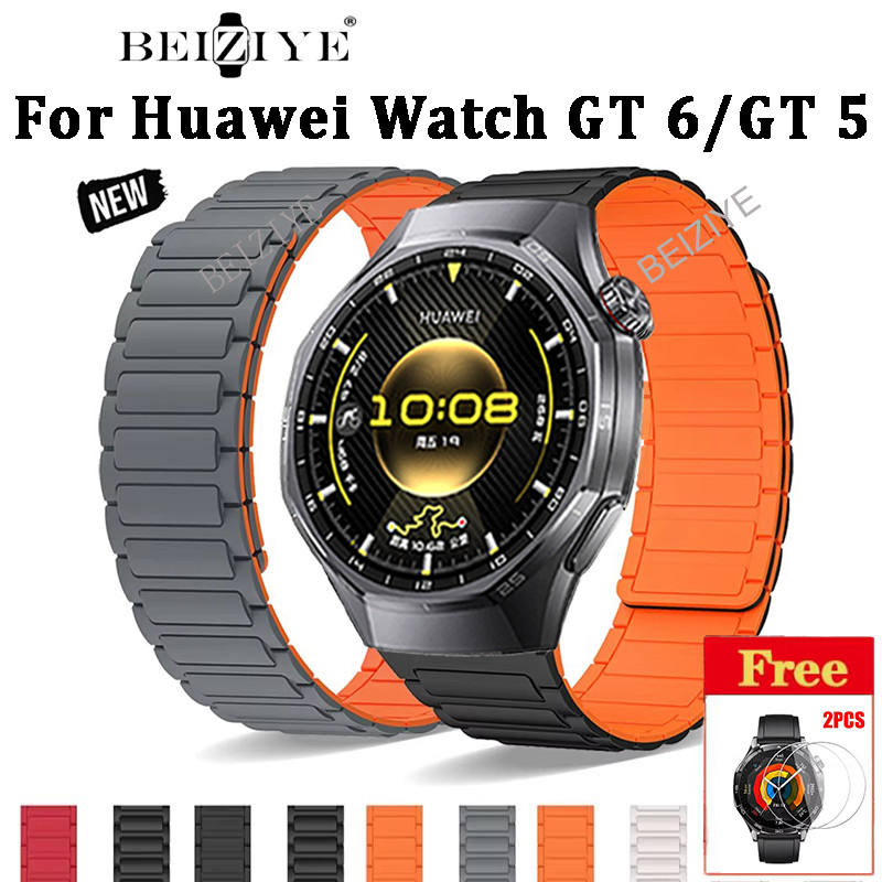สายซิลิโคนแม่เหล็กสําหรับHUAWEI WATCH GT 6 5 Pro 46 มม./GT 6 5 4 3 Loop Strap WATCH 5 4 3 pro/GT3 SE 2 46 มม.สายนาฬิกา