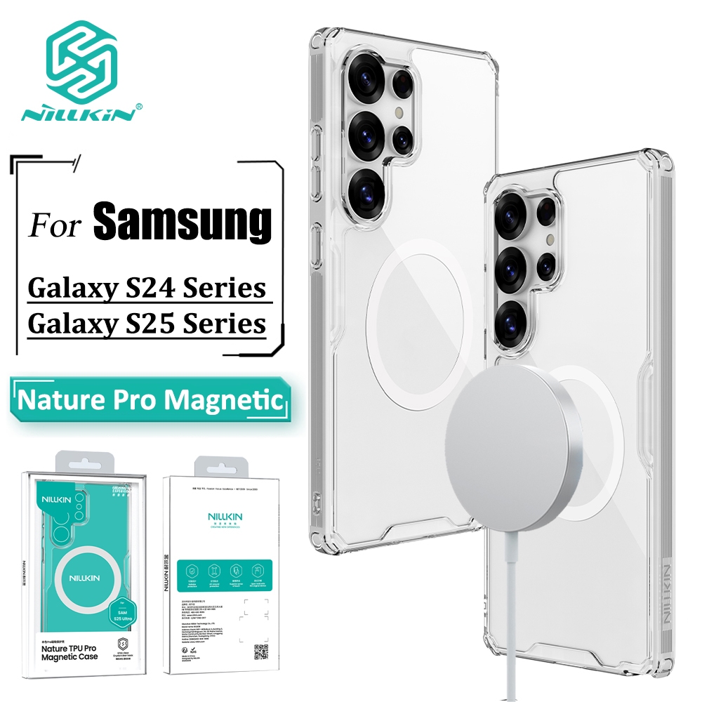 เคสแม่เหล็ก Nillkin สําหรับ Samsung Galaxy S25 Ultra S25 S24 Ultra Case ถุงลมนิรภัยโปร่งใสกันกระแทกฝ