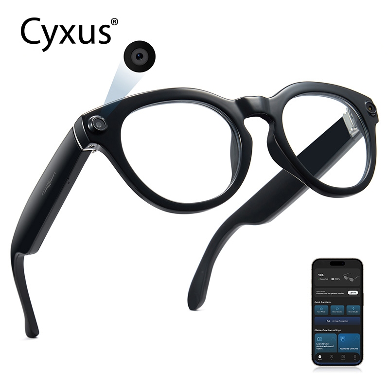 Cyxus แว่นตาอัจฉริยะ AI พร้อมกล้องและบล็อกแสงสีฟ้า กรอบทรงกลม AI8312T01