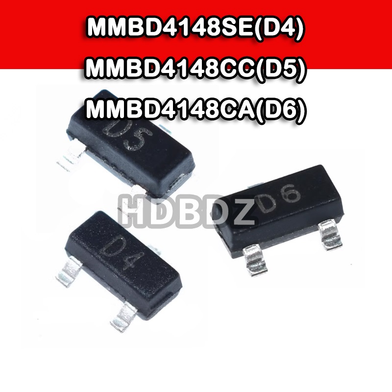 50PCS MMBD4148SE(D4) MMBD4148CC(D5) MMBD4148CA(D6) SOT23 Switch Triode Chip IC SMD