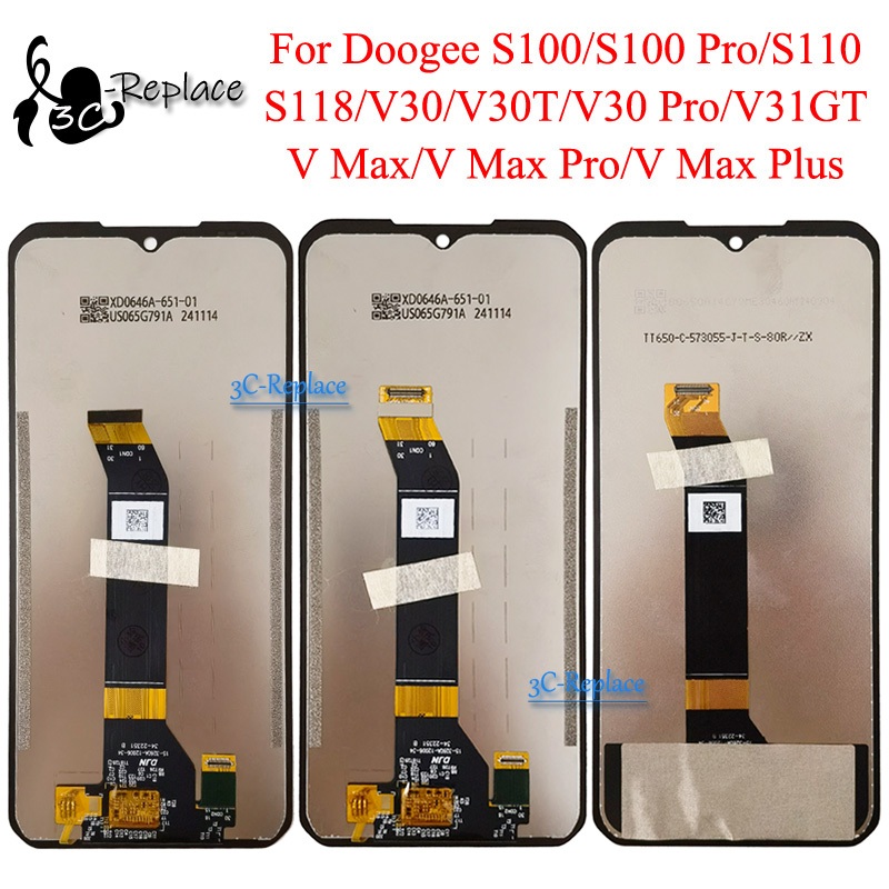 สีดํา 6.58 นิ้วสําหรับ Doogee S100 Pro S110 S118 V30T V30 Pro V31GT V Max Pro Plus LCD DIsplay Touch