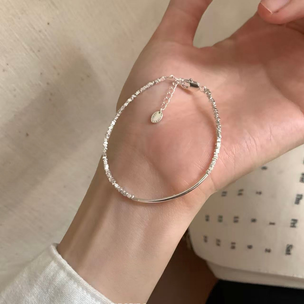 สร้อยข้อมือลายลูกปัดเงินสไตล์นีช สำหรับผู้หญิง ออกแบบเรียบหรู สวมได้ในโอกาสต่าง ๆ