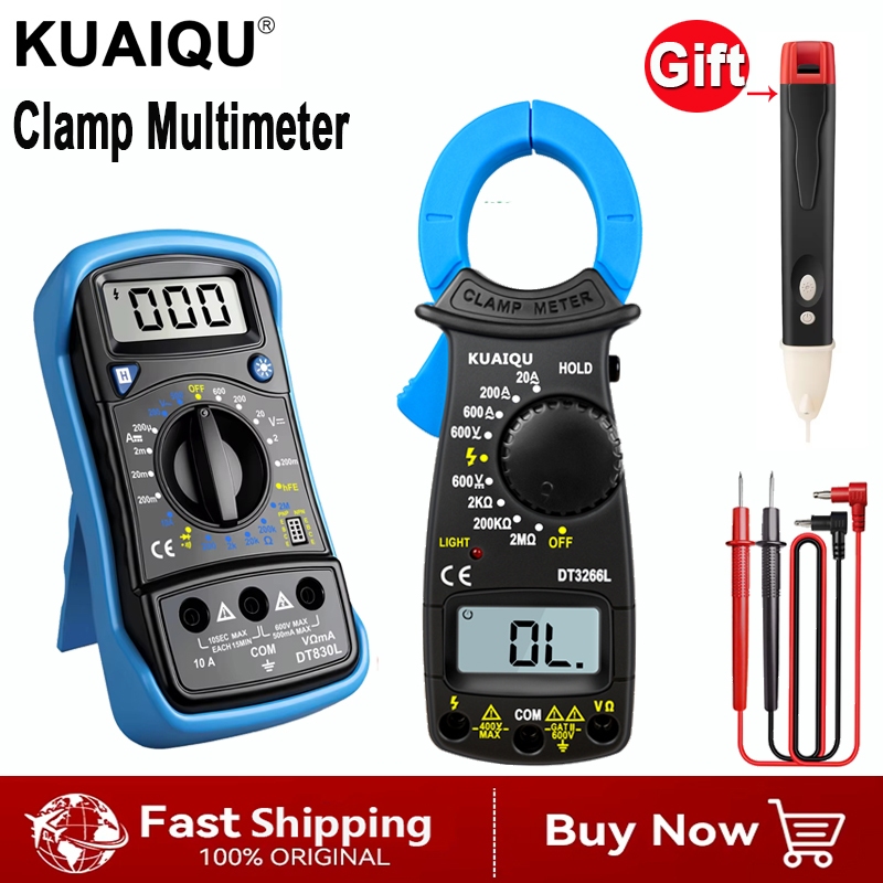 KUAIQU ดิจิตอลแคลมป์มิเตอร์ clamp meter AC DC 600A/600V ใช้ซ่อมวงจรบ้าน