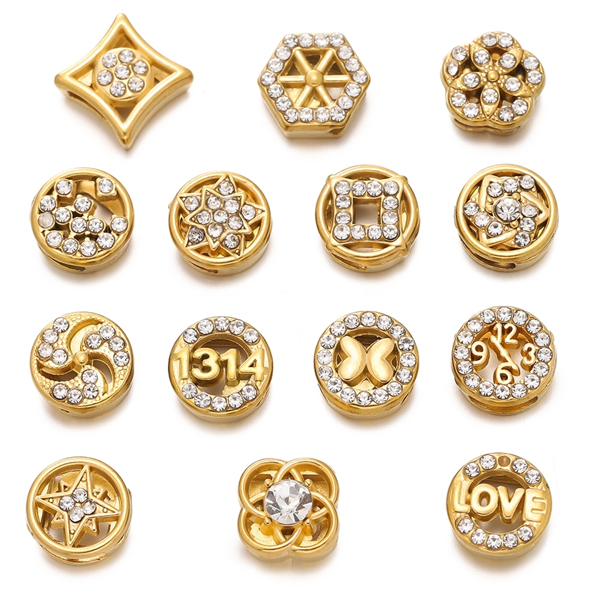 St. Kunkka 2pcs จี้โลหะผสมทอง ชาร์มโลหะรูแบน แบบรูร้อยเชือกเส้นแบน เพอร์ฟェคต์สำหรับงาน DIY สร้อยคอ