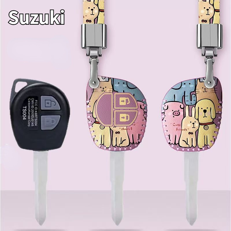 PU Auto Remote Key ฝาครอบผิวสําหรับ Suzuki Grand Vitara Swift Liana SX4 Alto Jimny Shell FOB 2 ปุ่ม Vitara Alto ฝาครอบกุญแจรถอุปกรณ์เสริม