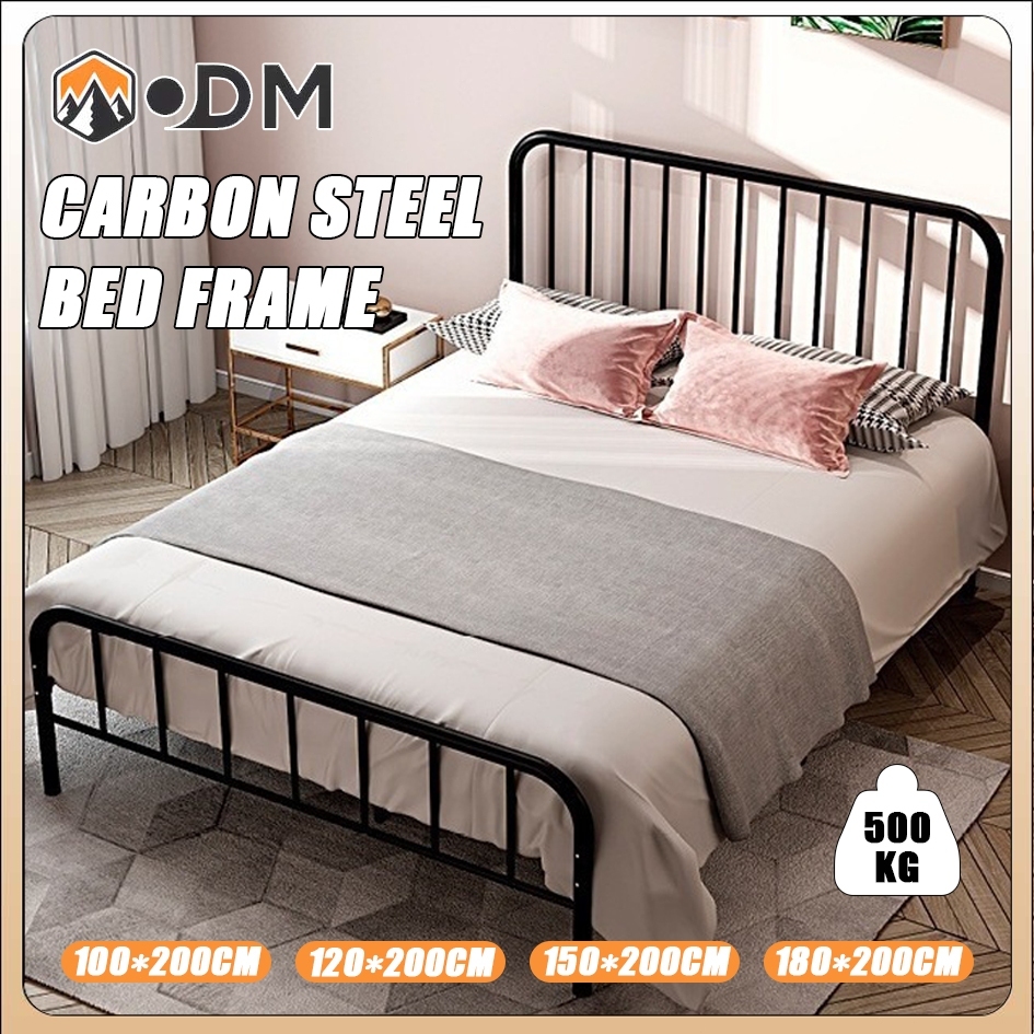OUTDOORMORE เตียงเหล็ก4/5/6 ฟุต เตียงโครงเหล็กโลหะ เตียงนอนเหล็ก ความมั่นคงสูง เหล็กคาร์บอนหนาและกว้