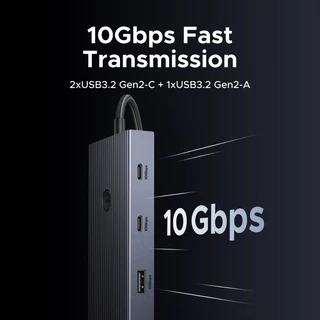UGREEN 9-in-1 USB-C Hub HDMI 4K60Hz 5/10Gbps USB-C 3.2 USB-A 3.2 USB-A 3.0 RJ45 SD TF PD100W สําหรับ MacBook Dell HP แล็ปท็อปอุปกรณ์เสริม Docking