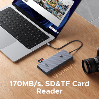 UGREEN 9-in-1 USB-C Hub HDMI 4K60Hz 5/10Gbps USB-C 3.2 USB-A 3.2 USB-A 3.0 RJ45 SD TF PD100W สําหรับ MacBook Dell HP แล็ปท็อปอุปกรณ์เสริม Docking